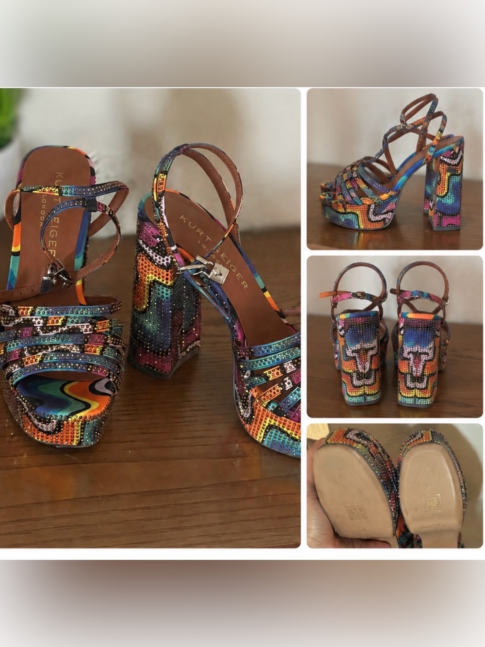 Kurt Geiger Multicolor Beaded Platform Sandals